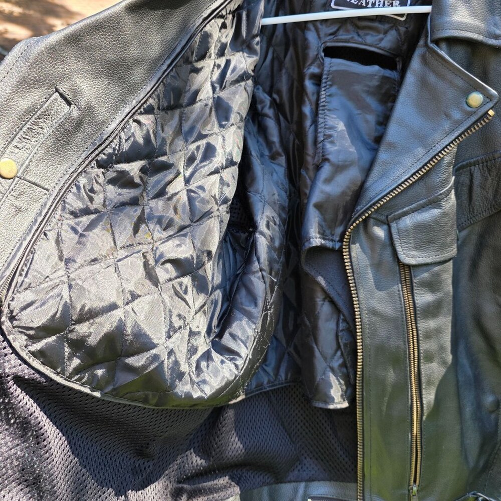 Vintage Motorcycle Jacket Barneys Leather Womens Sz 48 Black Thinsulate Zipped - Picture 7 of 12